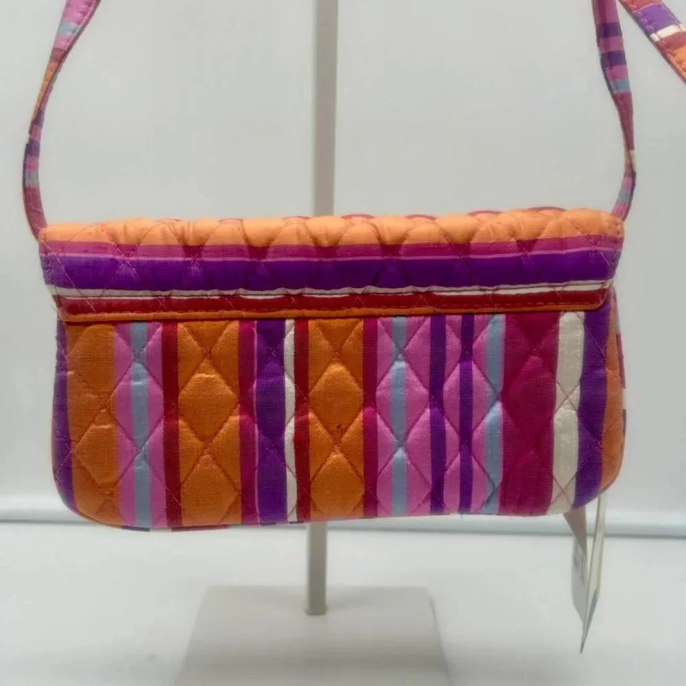 NEW Rare‎ Vera Bradley Caroline Shoulder Bag Clutch Wallet Silk Hibiscus Stripe